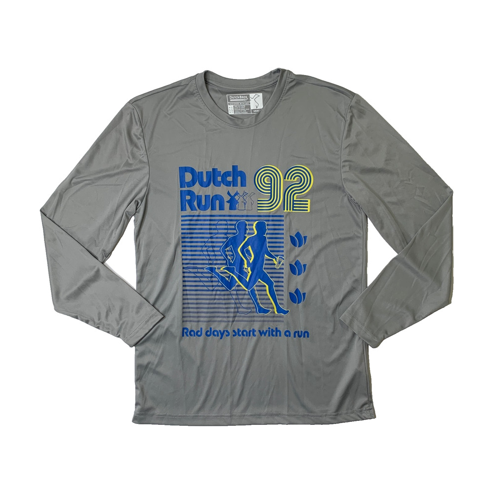 Dutch Bros Coffee Shirt Mens S Small Gray Dutch Run 92 Retro Crew Long Sleeve